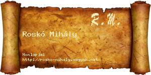 Roskó Mihály névjegykártya